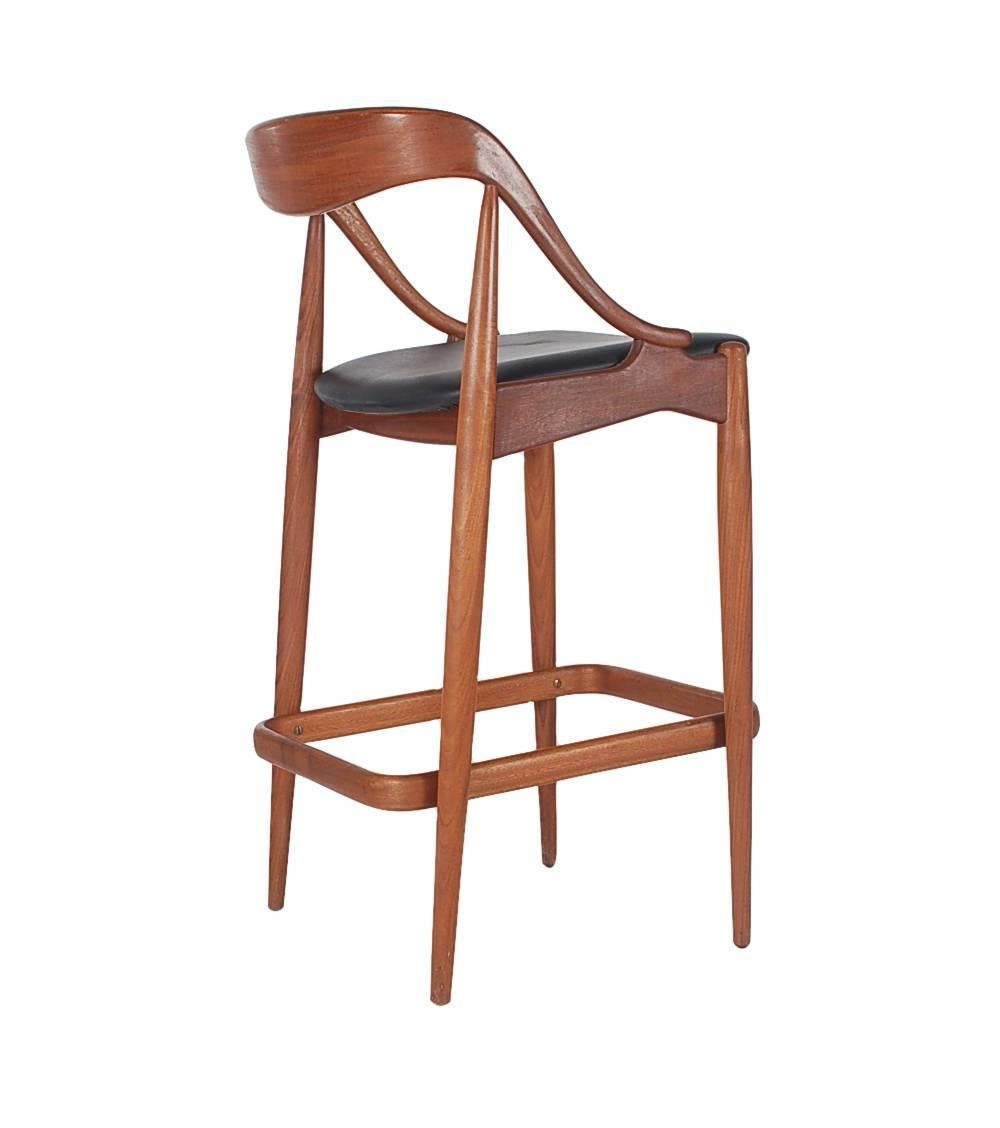 Danish Teak Bar Stools by Johannes Andersen for Morredi In Excellent Condition In Philadelphia, PA