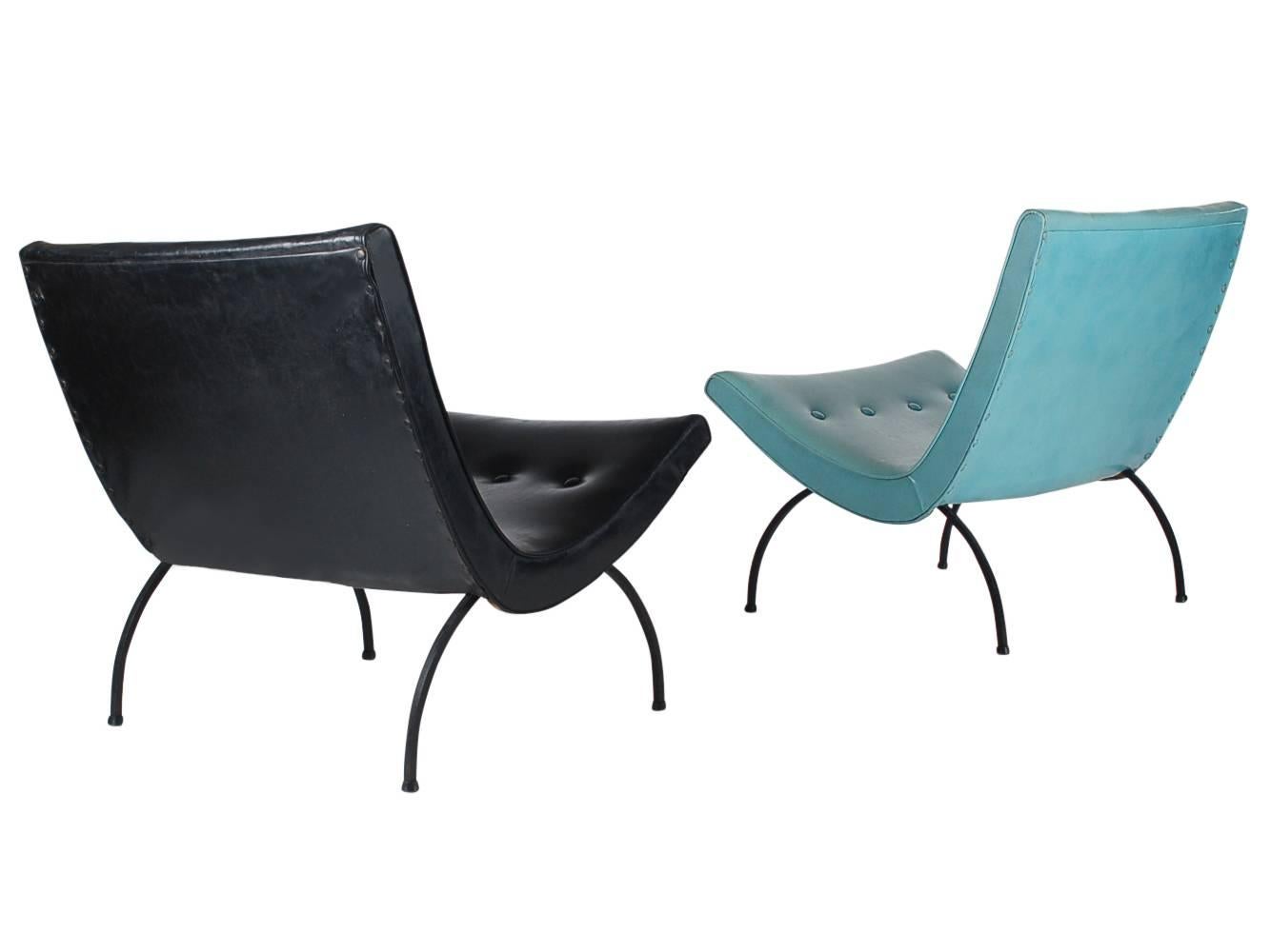 Mid-Century Modern Early Pair of Milo Baughman Scoop Lounge Chairs
