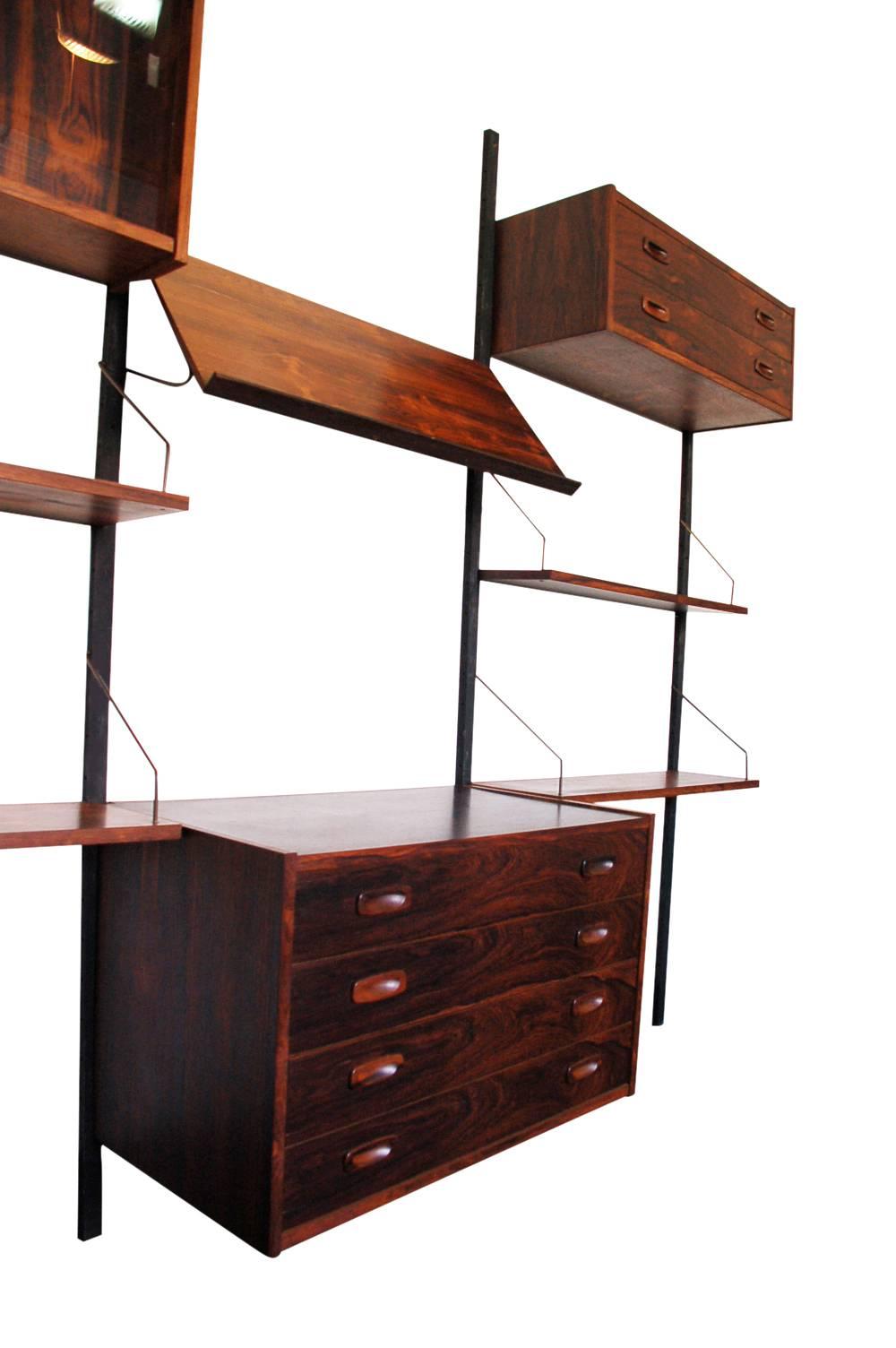 Danish Rosewood Cado Style PS Wall Unit by Peter Sorensen for Randers In Excellent Condition In Philadelphia, PA