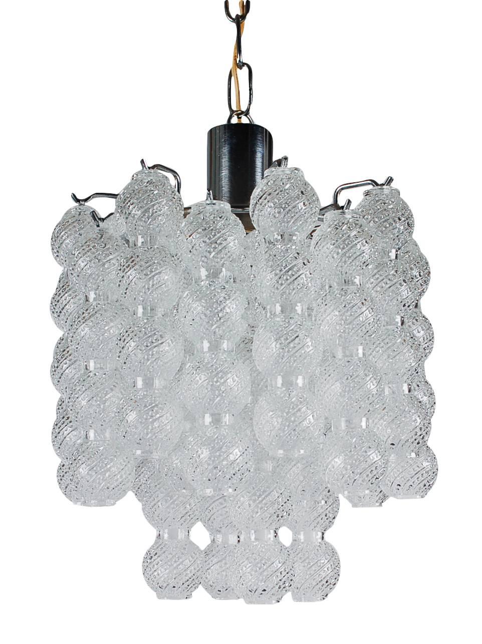 Mid-Century Modern Italian Glass Tube Chandelier Attributed to Mazzega or Venini