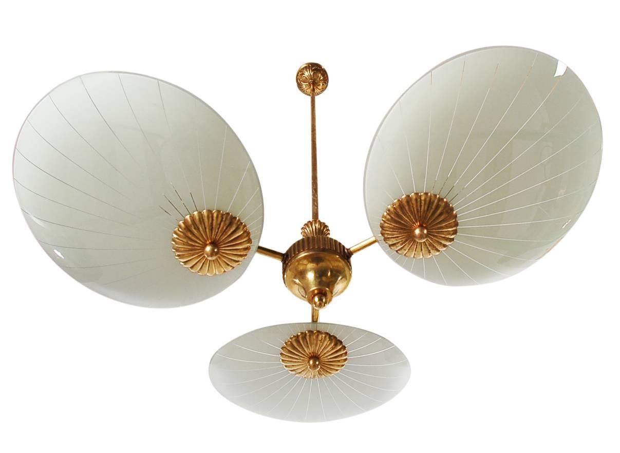 Mid-Century Modern Italian Brass Sputnik Chandelier Attributed to Stilnovo or Arteluce