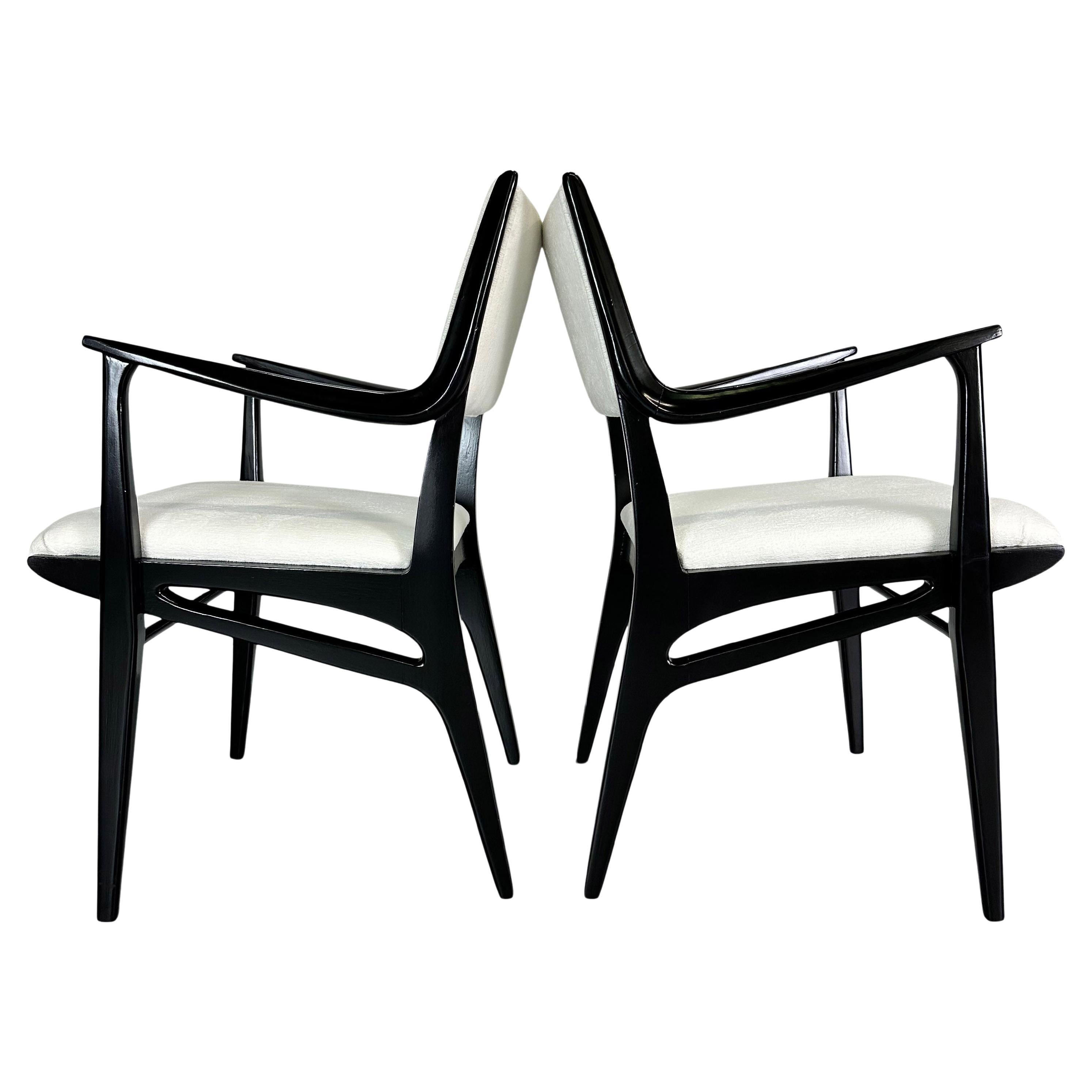Drexel Set of Six Modernist Lacquered Armchairs by John Van Koert Mid Century For Sale