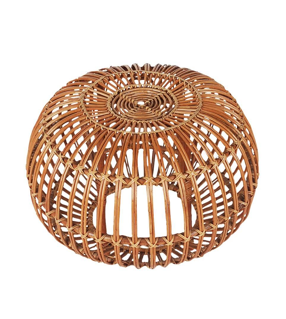 Franco Albini ottoman in rattan, circa 1960s. Very well cared for through the years and ready for immediate use.