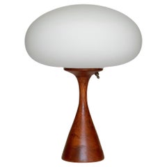 Lampe de bureau Stemlite organique moderne nordique en bois de teck foncé tourné par Designline