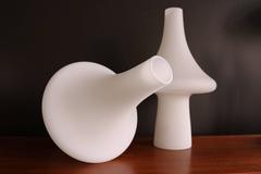 Pair of 1960s Italian Sculptural Frosted Glass Table Lamps