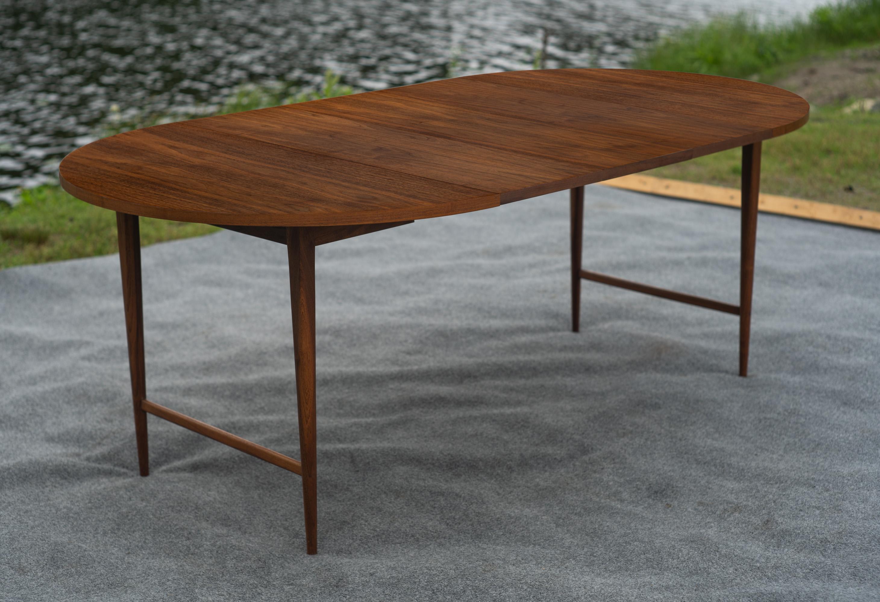 American Paul McCobb for Lane 'Delineator' Walnut Extension Dining Table with 3 Leaves For Sale