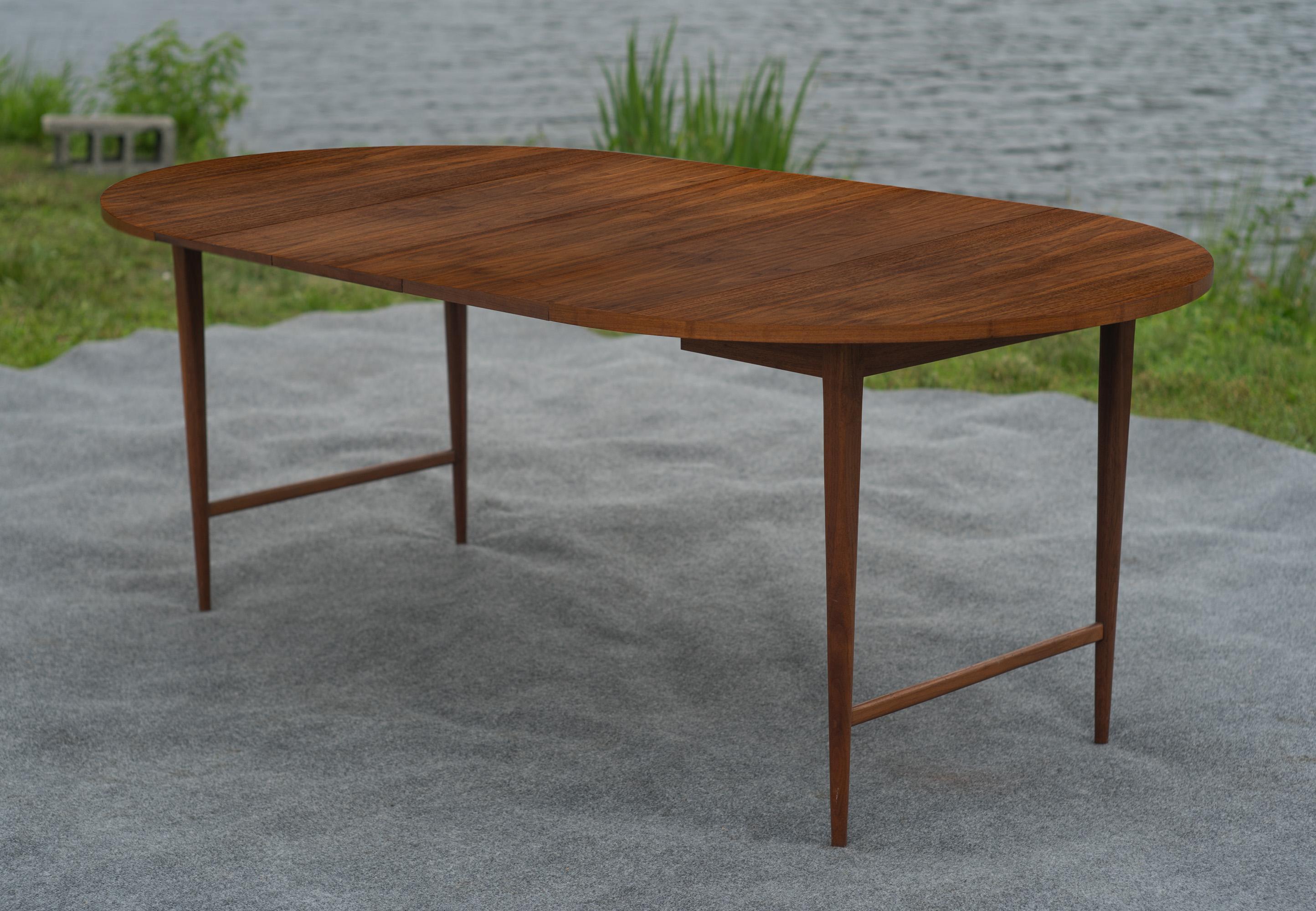 Mid-Century Modern Paul McCobb for Lane 'Delineator' Walnut Extension Dining Table with 3 Leaves For Sale