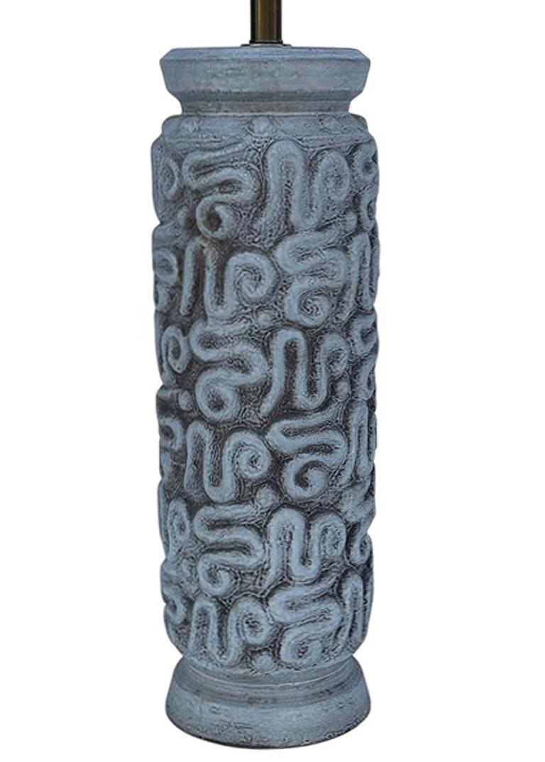 Mid-Century Modern Large Mid-Century Danish or Italian Modern Gray Ceramic Pottery Table Lamp For Sale