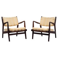 Paire de chaises longues en noyer et tapisserie rayée, Model No No U-430 de Rens Risom