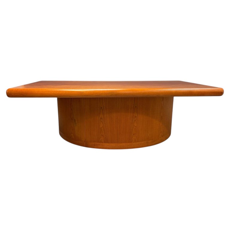 Dyrlund Danish Teak Executive Desk with Rounded Drum Pedestal Base, c. 1970s