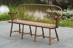 Frederick Duckloe & Bros Spindle-Back Windsor Bench in Maple & Oak, USA 1970s