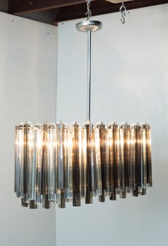 Large Pill-Form Leaded Glass Crystal Chandelier by Venini or Camer Glass, Italy