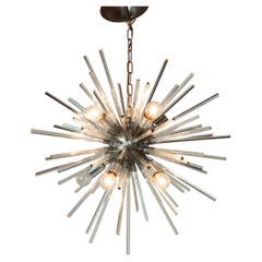 Large Mid-Century Modern Chrome and Glass Sputnik Hanging Light or Chandelier