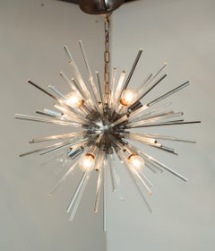Large Mid-Century Modern Chrome and Glass Sputnik Hanging Light or Chandelier