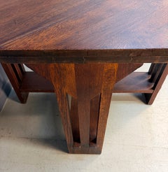 Brooks Mission Oak Octagonal Center Hall Table — Arts & Crafts Slat-Sided
