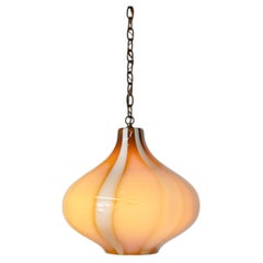 Massimo Vignelli for Venini 'Cipolla' Onion Pendant in Yellow & White Glass
