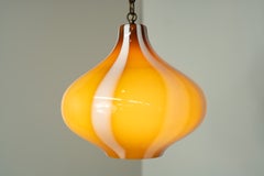 Massimo Vignelli for Venini 'Cipolla' Onion Pendant in Yellow & White Glass