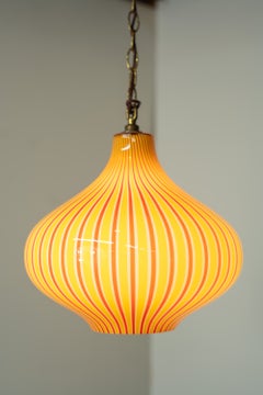 Massimo Vignelli for Venini 'Cipolla' Onion Pendant in Yellow & White Glass