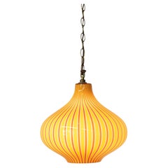 Massimo Vignelli for Venini 'Cipolla' Onion Pendant in Yellow & White Glass