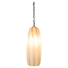 Massimo Vignelli for Venini Model 4035/50 21" Pendant in Cream & White Glass