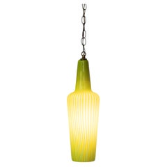 Massimo Vignelli for Venini 'Sigaro' Model 4029 18" Pendant Green & Blue Glass
