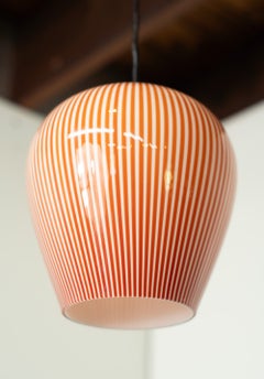 Massimo Vignelli per Venini, lampada a sospensione "Canne" modello 4034, 10", in vetro rosso e bianco