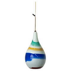 Uncommon Massimo Vignelli for Venini Multicolor Glass 14" Teardrop Pendant