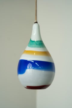 Uncommon Massimo Vignelli for Venini Multicolor Glass 14" Teardrop Pendant