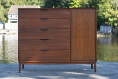 Large Mid-Century Modern Walnut Tall 7-Drawer & Door Dresser Dillingham