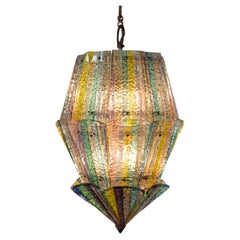 Extraordinary Carlo Scarpa Attr. Tiered Multicolor Murano Glass Pendant
