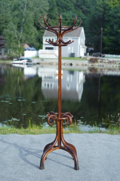 Signed Jacob & Josef Kohn Bentwood Hall Tree Standing Coat Rack, Late 1890s