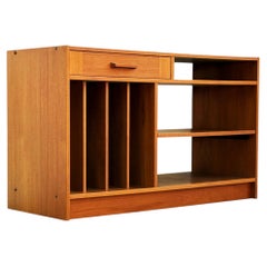 Mid Century Danish Modern Teak Sliding Media / Record Cabinet or Shelving Unit