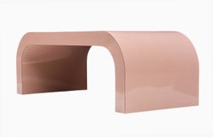 1980's Mid Century Post Modern Waterfall Cocktail Table in Dusty Rose Blush Pink