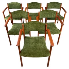 Set of Six Scandinavian Modern Teak Stacking Armchairs, Denmark or Norway, 1970s