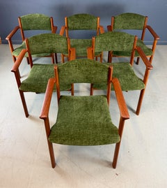 Set of Six Scandinavian Modern Teak Stacking Armchairs, Denmark or Norway, 1970s
