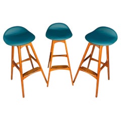 Trio of Model OD-61 Bar Stools by Erik Buch for O.D. Mobler, Denmark, c. 1960's