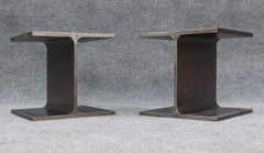 Ward Bennett Inspired Pair Enameled Steel I-Beam Side or End Tables Mid-Century