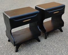 Pair Fully Restored Franklin Shockey Sculptured Pine Nightstands End Tables