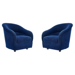 Paire de fauteuils de salon sculpturaux « Mid-Century Modern » à dossier en forme de tonneau, signés Ward Bennett