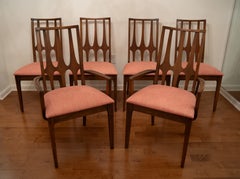 Broyhill Brasilia Set of 6 Dining Chairs in Walnut & Pink Upholstery