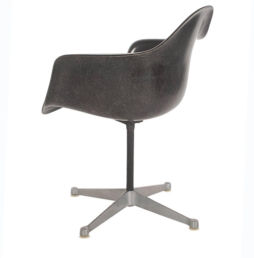 American Jet Black Mid-Century Eames for Herman Miller Fiberglass Dining Chairs