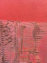 Pink and Red Brutalist Abstract Expressionist Mid-Century Painting