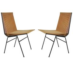 Pair of Mid-Century Modern Allan Gould Cord or String Chairs with Iron Frames