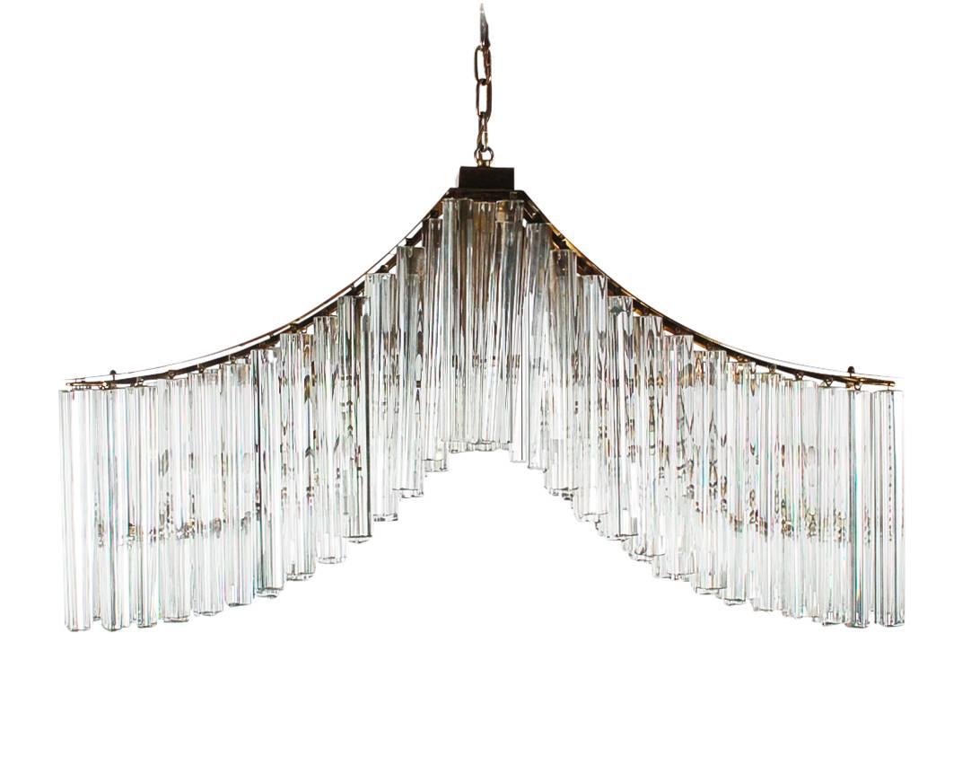 Italian Modern Monumental Murano Brass and Glass Crystal Chandelier by Camer In Excellent Condition In Philadelphia, PA