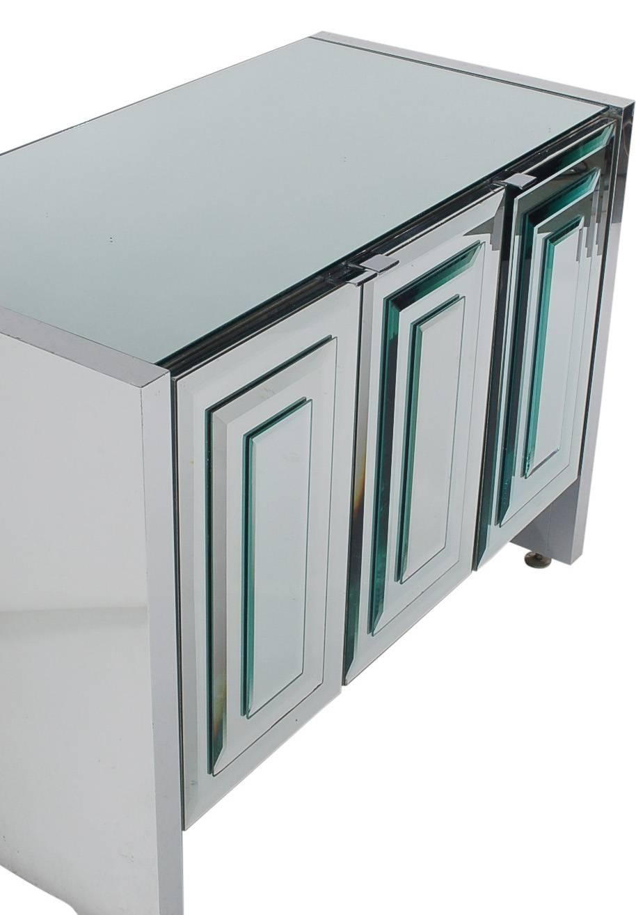 American Mirrored Art Deco Credenza or Cabinet by Ello after Pierre Cardin or Paul Evans