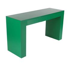 Mid-Century Modern Emerald Green Parsons Desk Console or Sofa Table