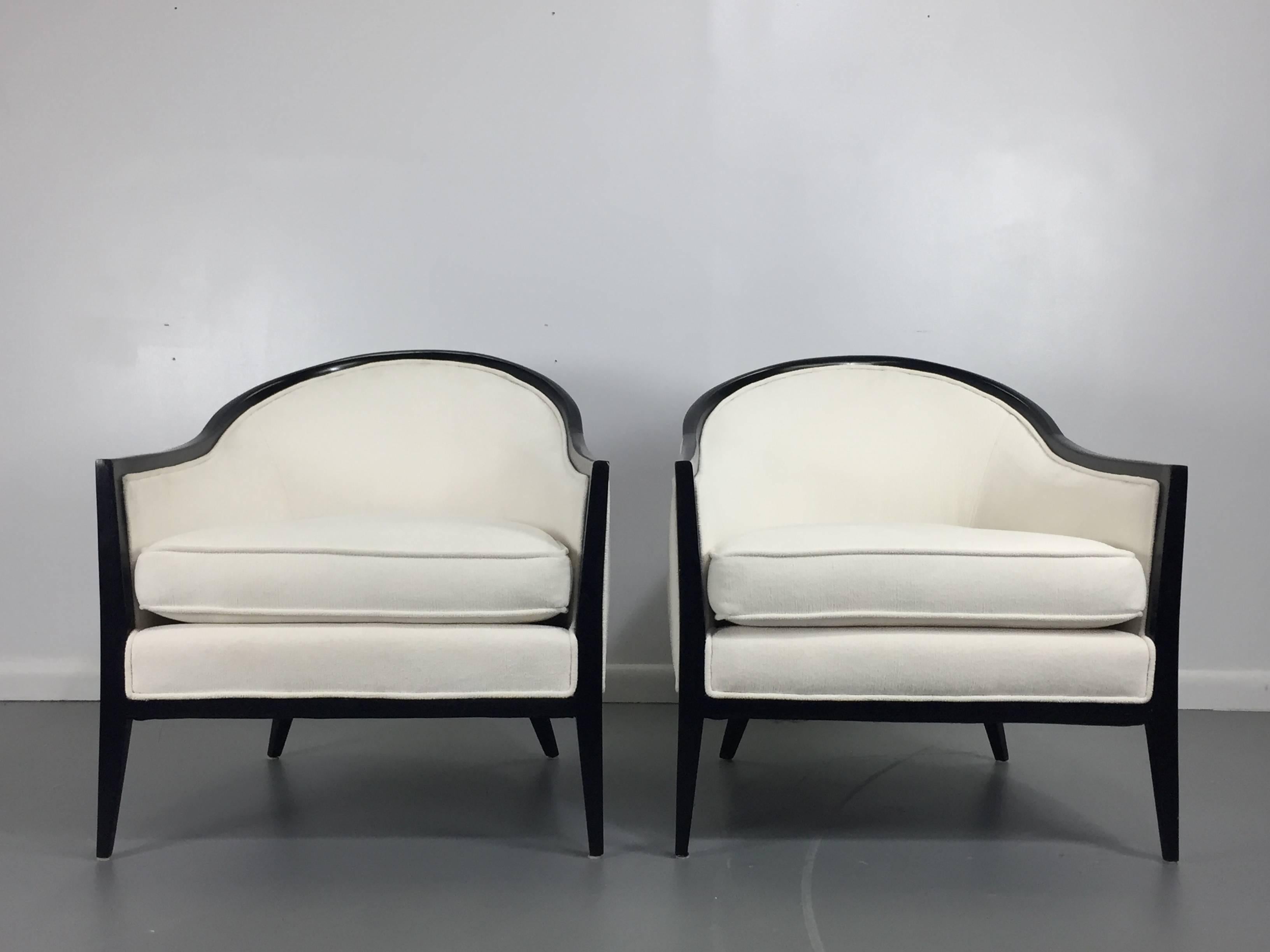 Harvey Probber Ebonized Lounge Chairs, a Pair In Excellent Condition In Philadelphia, PA