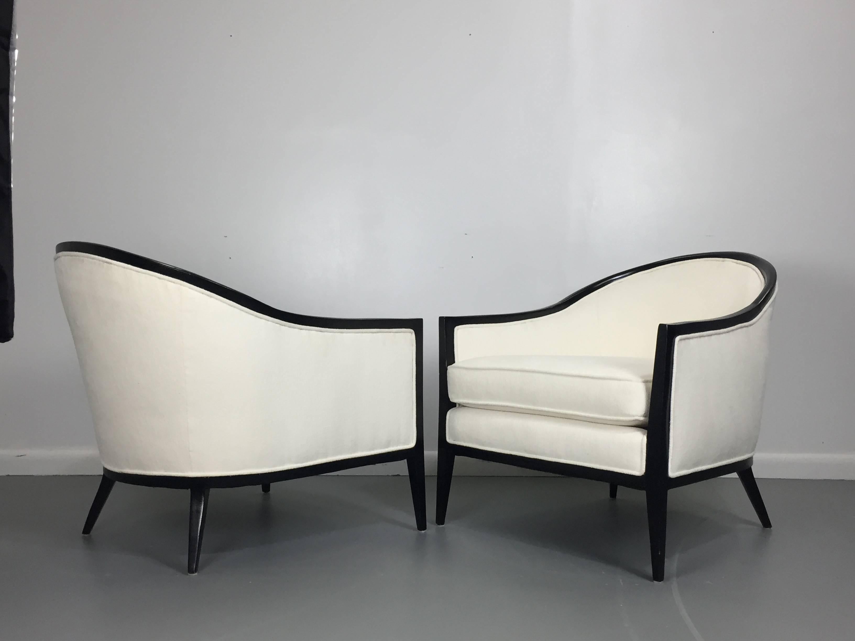 Mid-Century Modern Harvey Probber Ebonized Lounge Chairs, a Pair