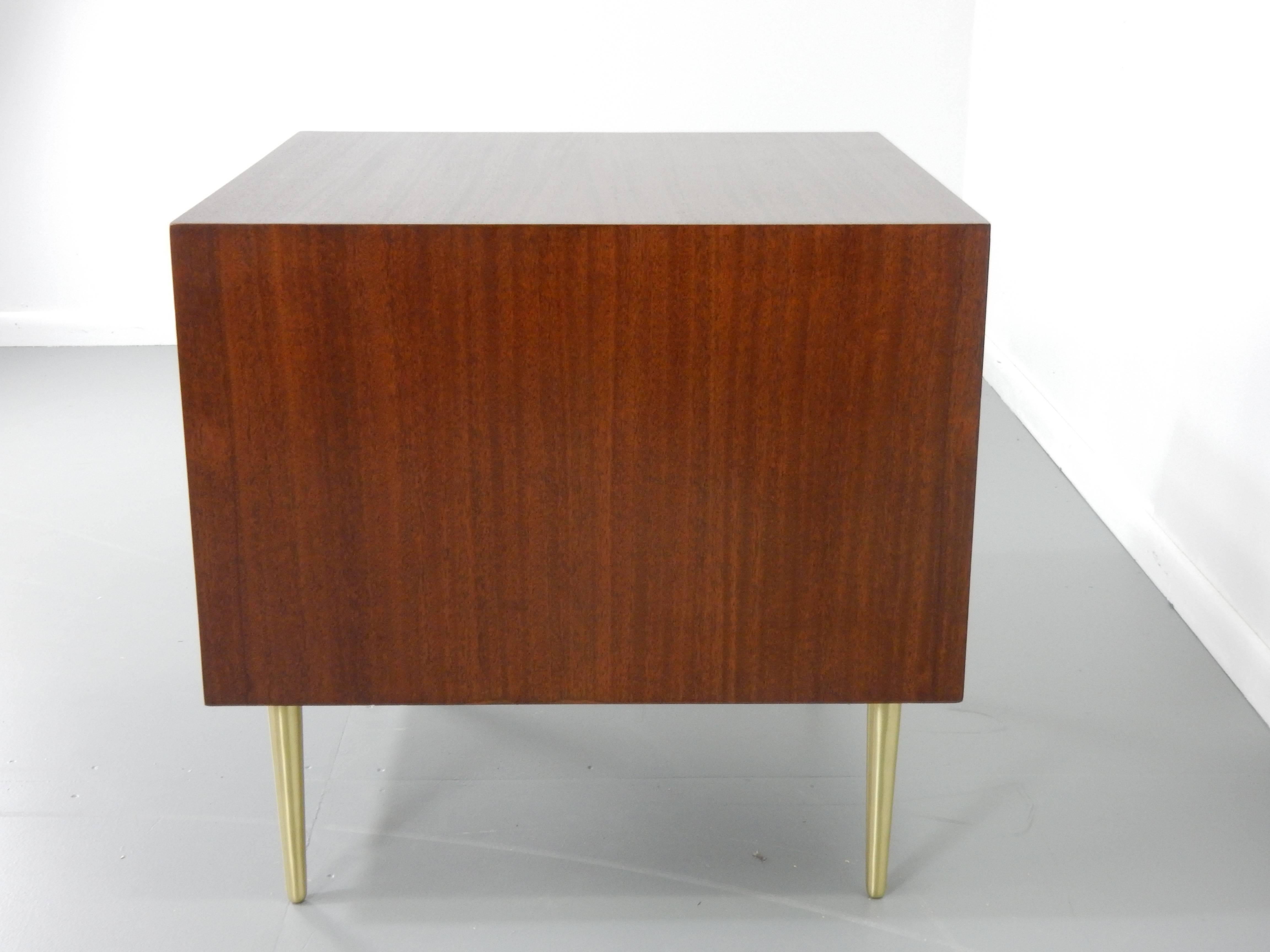 Mid-Century Modern Edward Wormley for Dunbar Five-Drawer Commode, Mahogany and Brass Mid Century