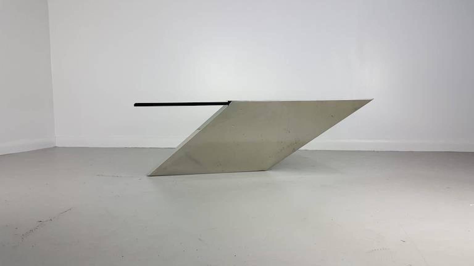 Mid-Century Modern  J. Wade Beam Cantilevered Stainless Steel Coffee Table by Brueton Mid Century